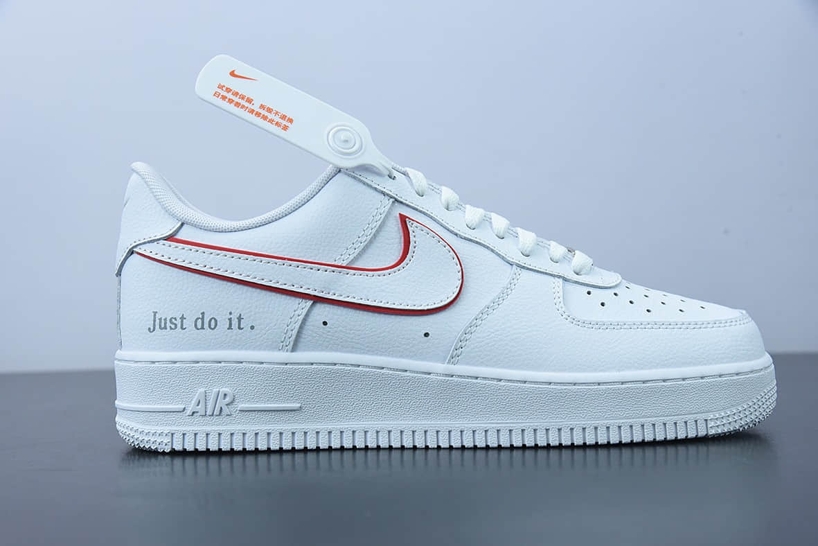 耐克 Nike Air Force 1 '07 Lv8WhiteRed皮革白红边钩空军一号经典低帮百搭休闲运动板鞋纯原版本 货号：DQ0791-100