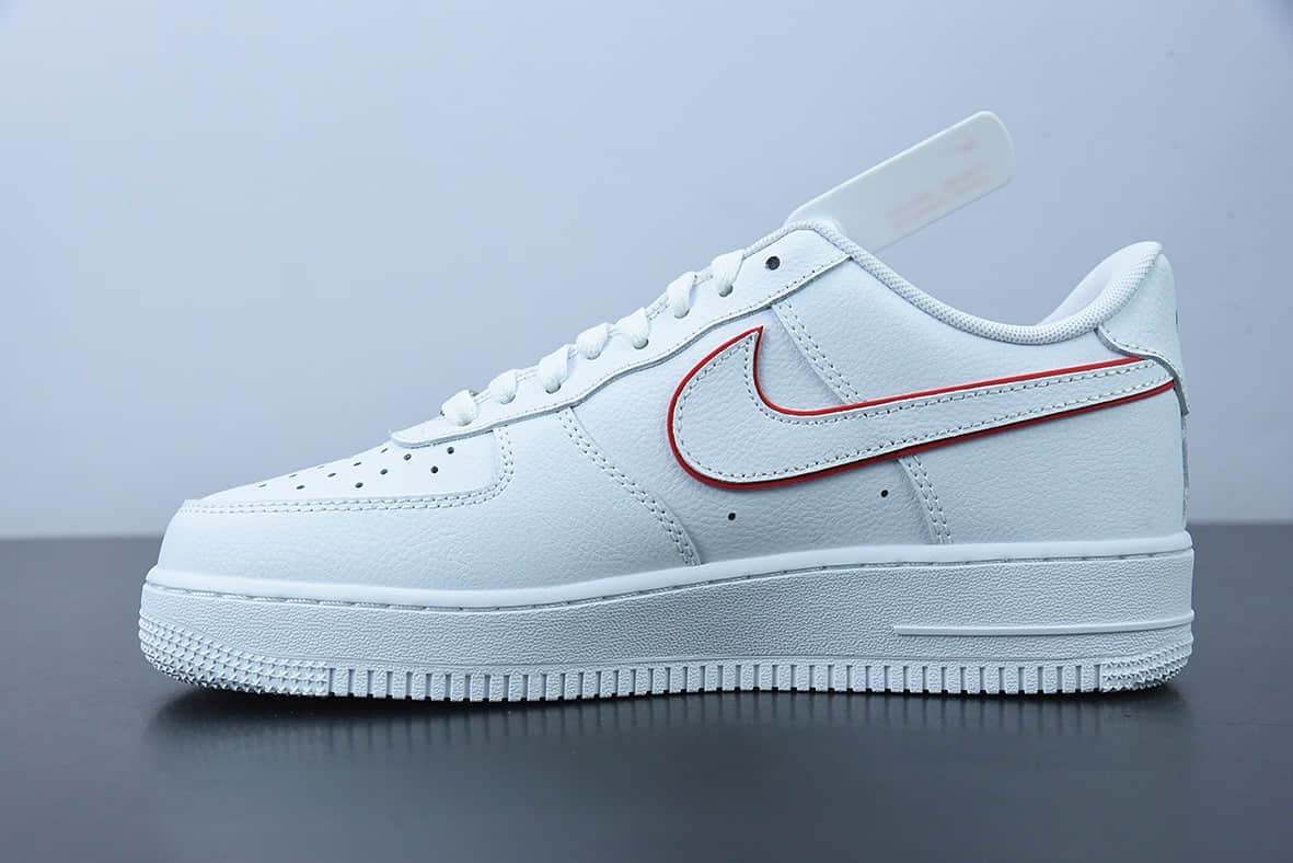 耐克 Nike Air Force 1 '07 Lv8WhiteRed皮革白红边钩空军一号经典低帮百搭休闲运动板鞋纯原版本 货号：DQ0791-100