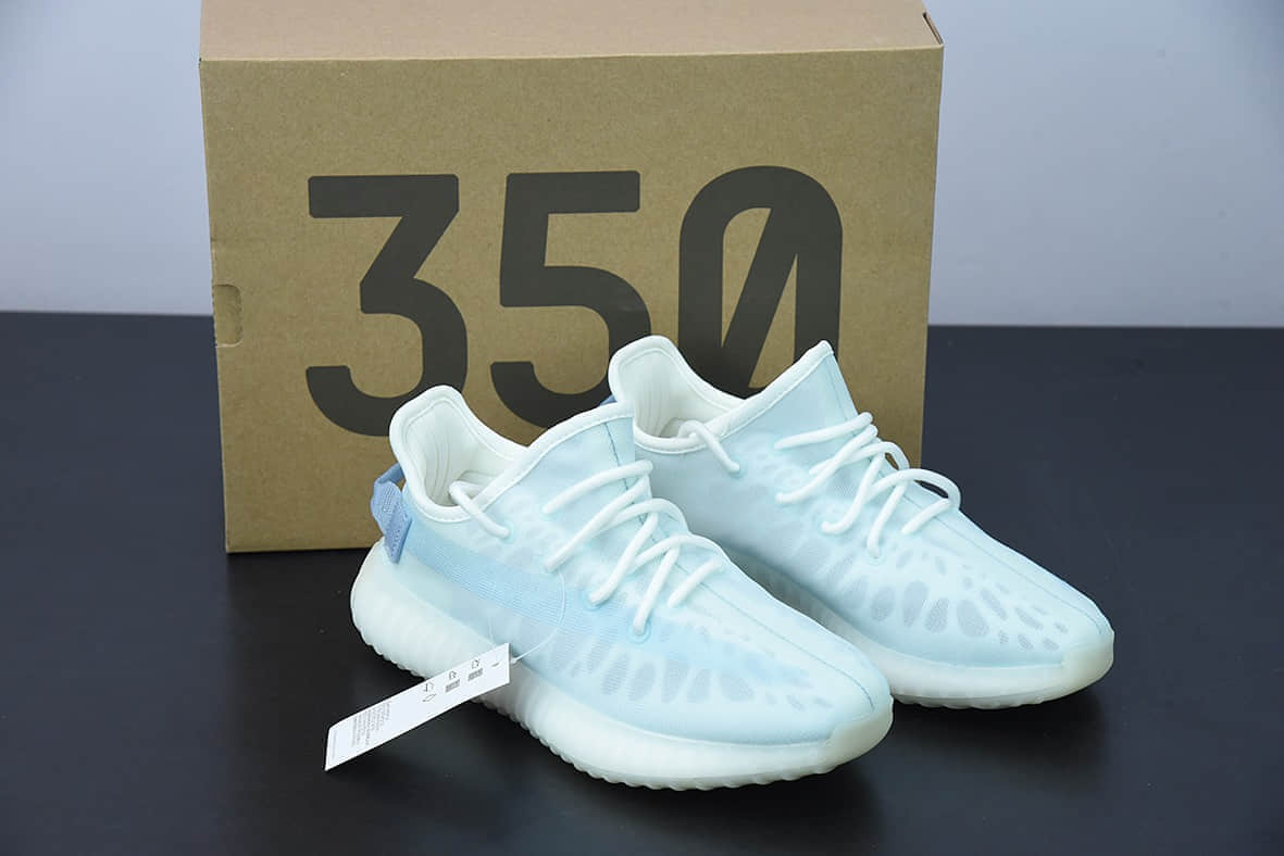 阿迪达斯 Adidas Yeezy Boost 350 V2晶透蓝Ash Pearl椰子百搭轻便爆米花中底休闲运动慢跑鞋纯原版本 货号：GW2869