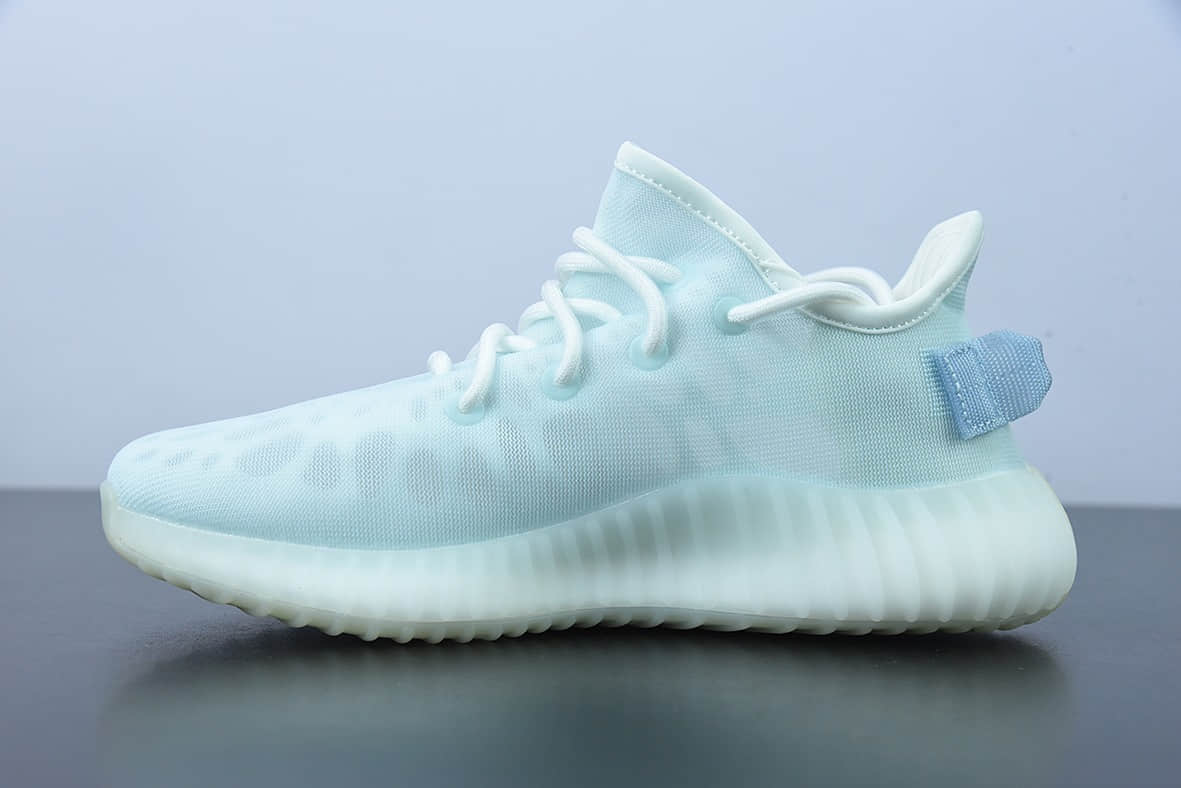 阿迪达斯 Adidas Yeezy Boost 350 V2晶透蓝Ash Pearl椰子百搭轻便爆米花中底休闲运动慢跑鞋纯原版本 货号：GW2869