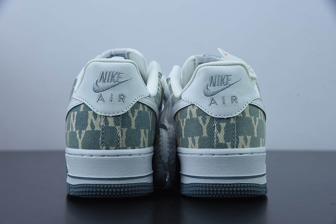 耐克 Nike Air Force 1'07 Low MLB 洋基队联名皮革白浅蓝牛仔NY印花满天星配色低帮休闲板鞋纯原版本 货号：315122-442