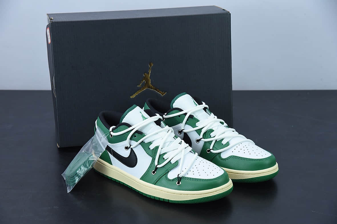 乔丹 Air Jordan AJ1 Low 绑带款凯尔特人白绿解构低帮休闲板鞋纯原版本 货号：553558-129