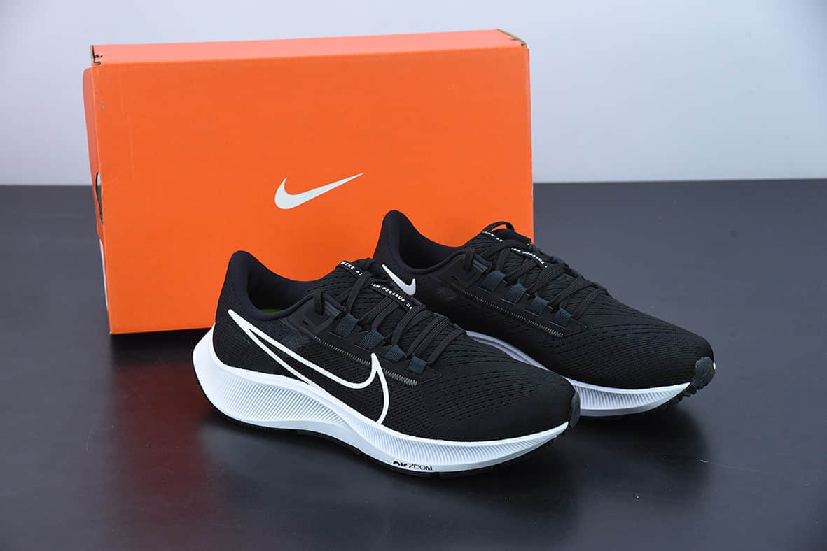 耐克Nike Air Zoom Pegasus 38 针织透气黑白轻便缓震跑步鞋纯原版本 货号:CW7356-002