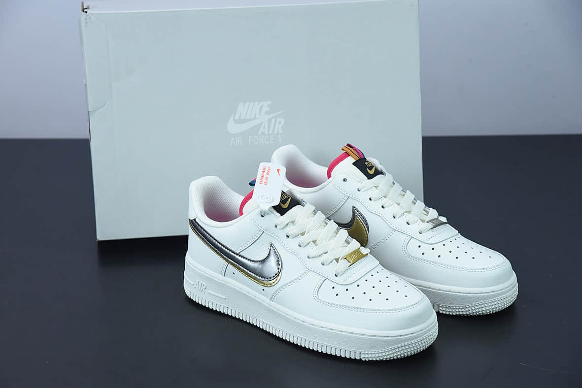 耐克 Nike Air Force 1 “Double Swoosh” 灰金双钩空军一号百搭运动板鞋纯原版本 货号:DH9595-001