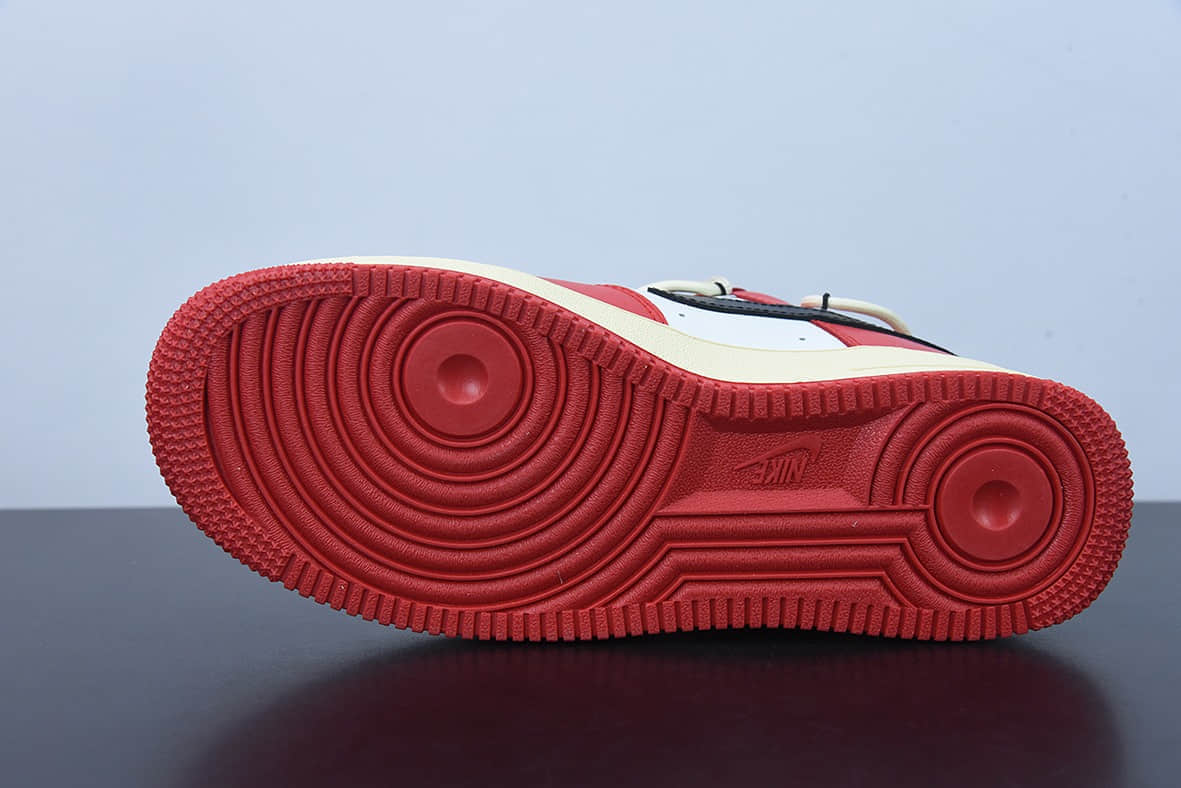 耐克Nike By You Air Force 1'07 Low Retro SP皮革芝加哥白红绑绳空军一号低帮板鞋纯原版本 货号：CV1724-106
