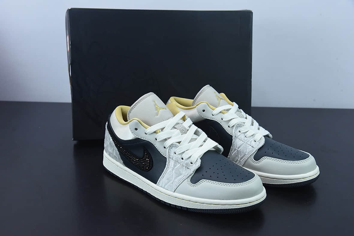 乔丹Air Jordan 1 Low AJ1 乔1黑灰绸缎低帮文化篮球鞋纯原版本 货号:DV1762-001