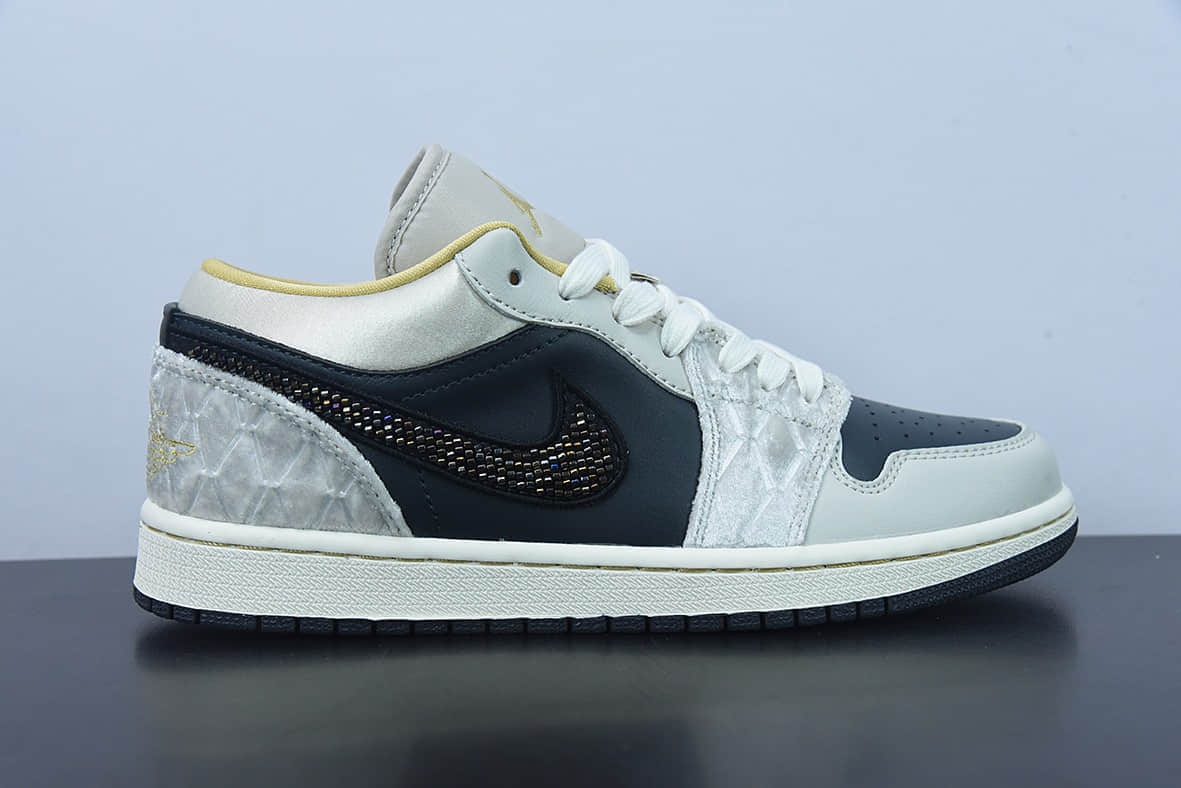 乔丹Air Jordan 1 Low AJ1 乔1黑灰绸缎低帮文化篮球鞋纯原版本 货号:DV1762-001