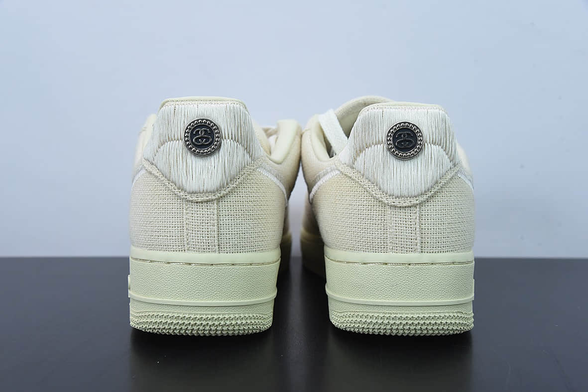 耐克Nike Stussy x Nike Air Force 1 '07 White Cool 斯图西联名米白帆布空军一号低帮休闲板鞋纯原版本 货号:CZ9084-200