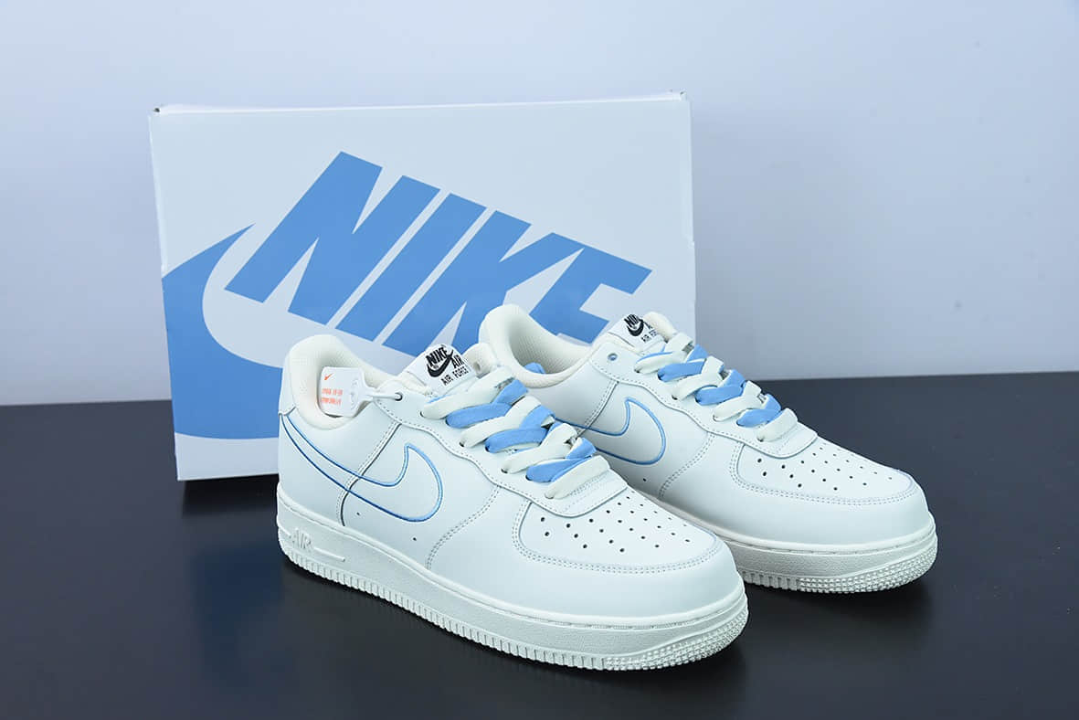耐克 Nike Air Force 1'07 Low 蓝色电绣勾空军一号低帮休闲板鞋纯原版本 货号:CL6326-118
