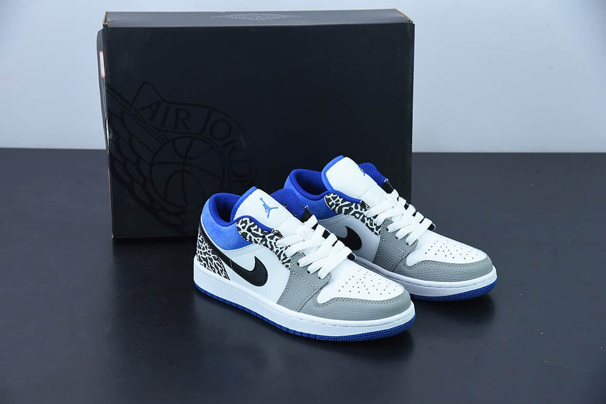 乔丹Air Jordan 1 AJ1 Low 乔丹1代白蓝灰白蓝爆裂纹低帮篮球鞋纯原版本 货号:DM1199-140