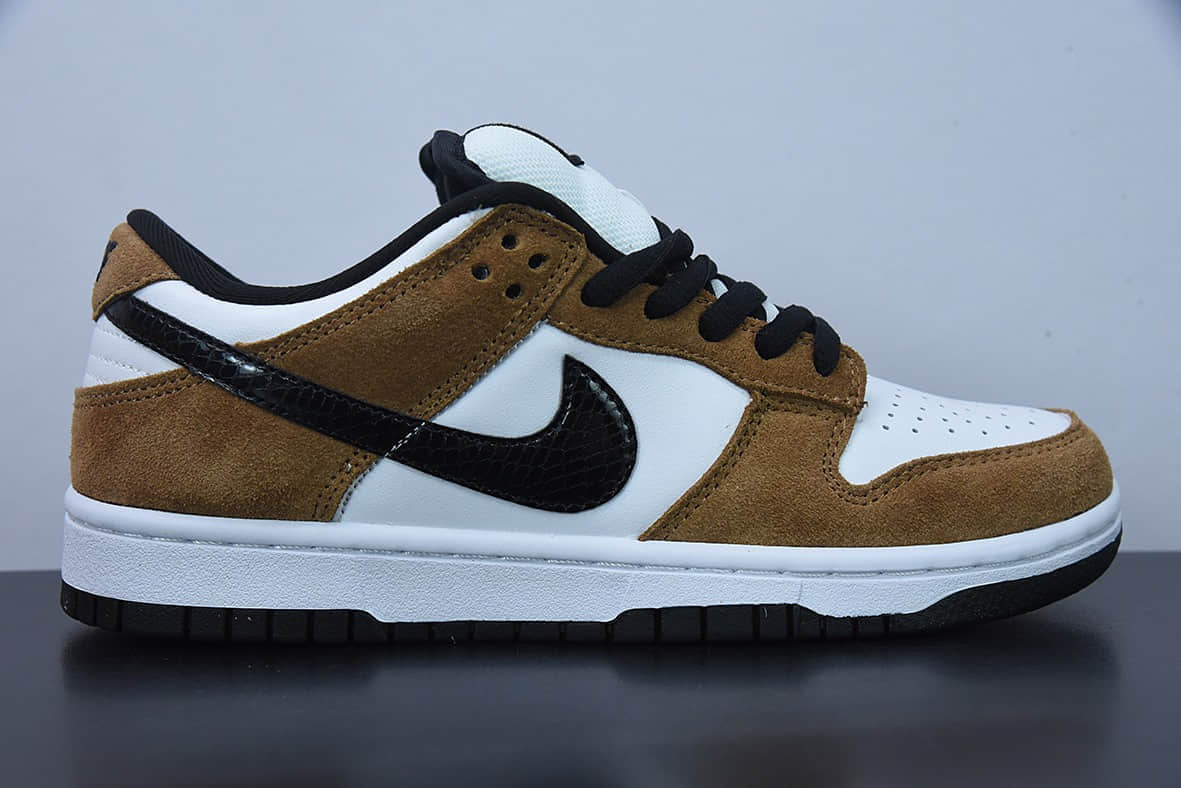 耐克Nike SB Dunk Low SPTrail End Brown翻毛棕白黑蛇纹扣篮系列低帮休闲运动滑板板鞋纯原版本 货号：304292-102
