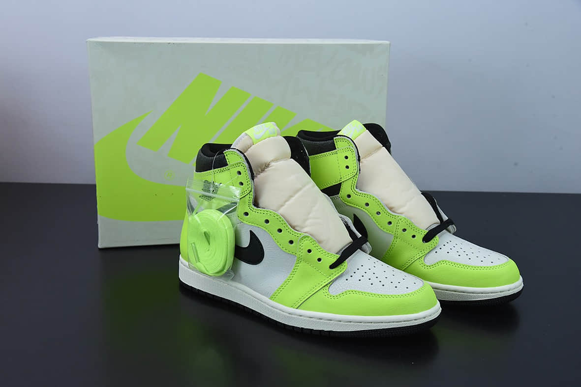 乔丹Air Jordan 1  Volt  AJ1乔1白绿高帮男子文化篮球鞋纯原版本 货号：555088-702