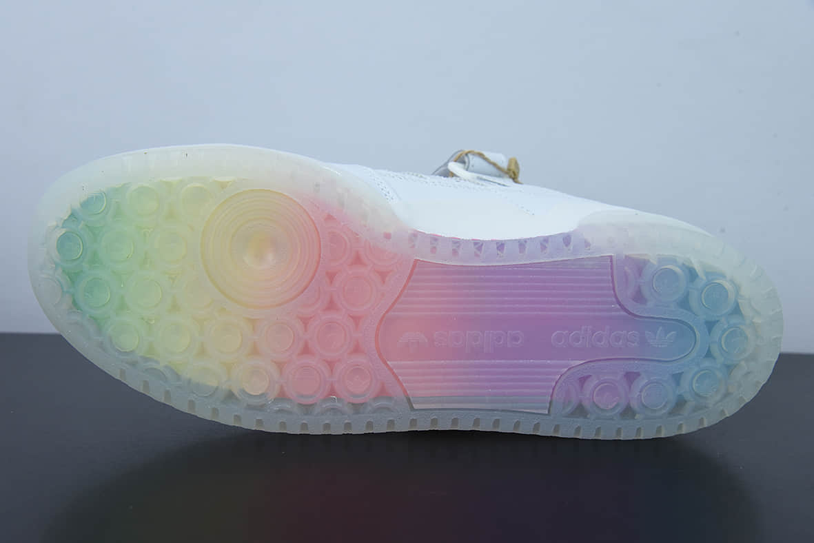 阿迪达斯Adidas Originals Forum 84 Low 罗马系列白彩虹渐变水晶果冻底魔术贴低帮复古系带百搭休闲运动板鞋纯原版本 货号:GX2722