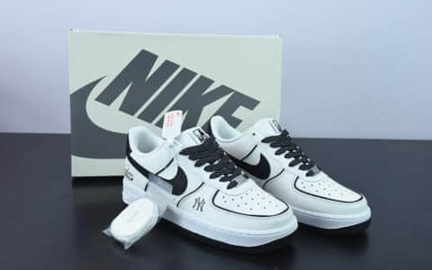 耐克Nike Air Force 1 x NY Yankee美国榄球洋基队米白黑边NY印花空军一号低帮休闲板鞋纯原版本 货号:BS8806-511