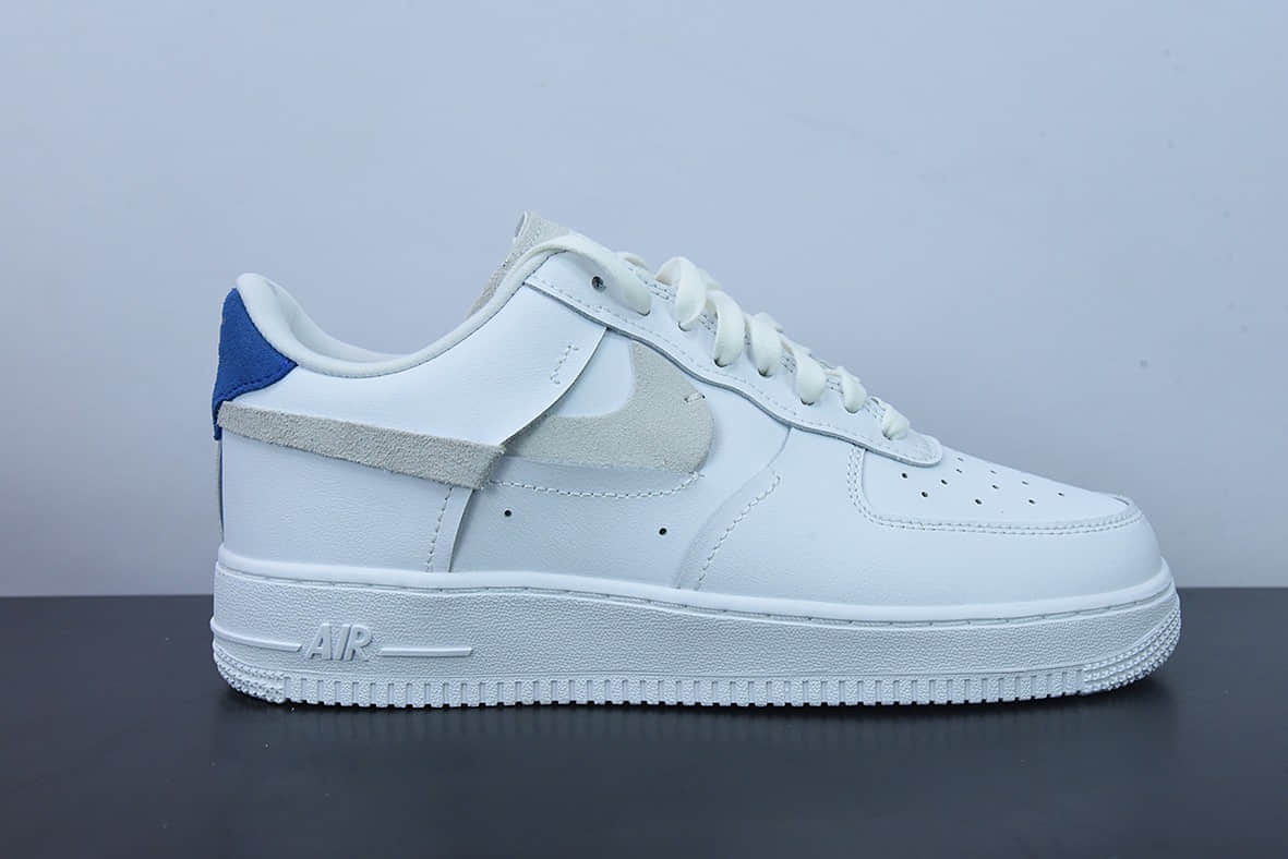 耐克Nike Air Force 1 '07 LXVandalized Sail白皮断钩蓝橙尾”解构空军一号经典低帮百搭休闲运动板鞋纯原版本 货号：898889-103