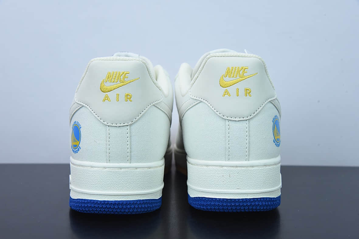 耐克Nike Air Force 1“帆布金州勇士队米白紫黄蓝迷你双钩子空军一号低帮休闲板鞋纯原版本 货号：NA2022-004