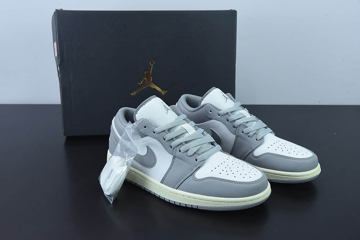 乔丹Air Jordan 1 Low Vintage Grey AJ 乔1白灰低帮复古篮球鞋纯原版本 货号:553558-053