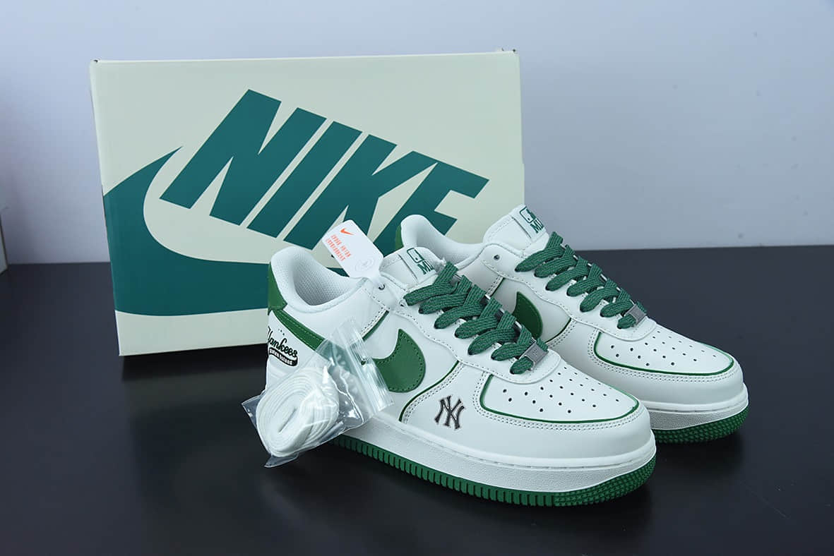 耐克Nike MLB x Nike Air Force 1 '07 Low NY白绿印花联名款空军一号低帮休闲板鞋纯原版本 货号:BS8806-533