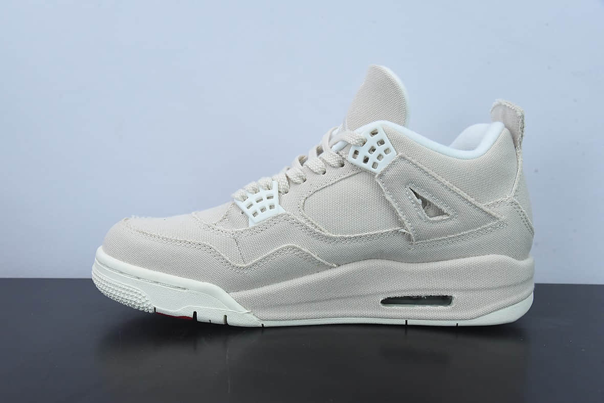 乔丹Air Jordan 4 Rerto“Canvas” AJ4米白帆布小Levi's中帮篮球鞋纯原版本 货号：DQ4909-100