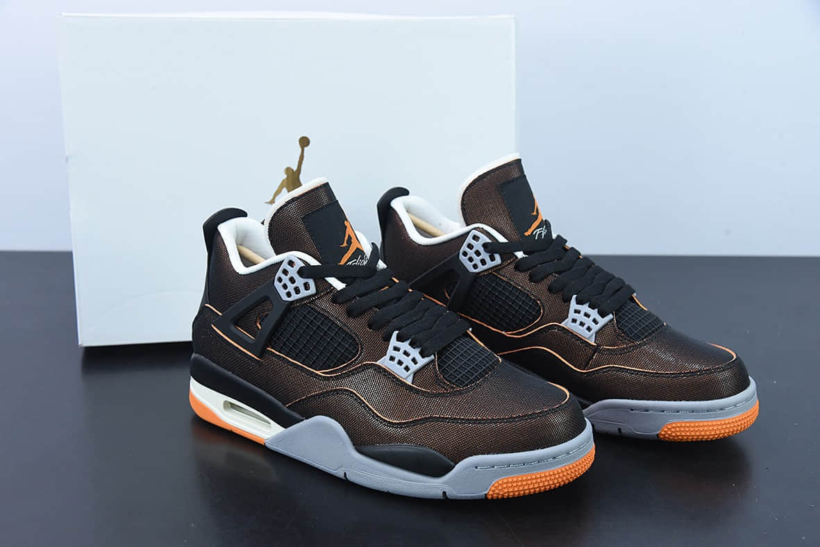 乔丹 Air Jordan 4 Rerto SE“Starfish” 黑橙海星配色AJ4代中帮篮球鞋纯原版本 货号:CW7183-100