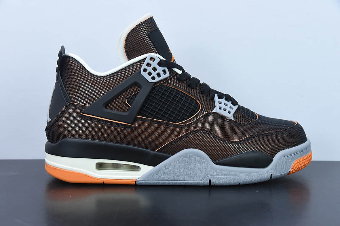 乔丹 Air Jordan 4 Rerto SE“Starfish” 黑橙海星配色AJ4代中帮篮球鞋纯原版本 货号:CW7183-100
