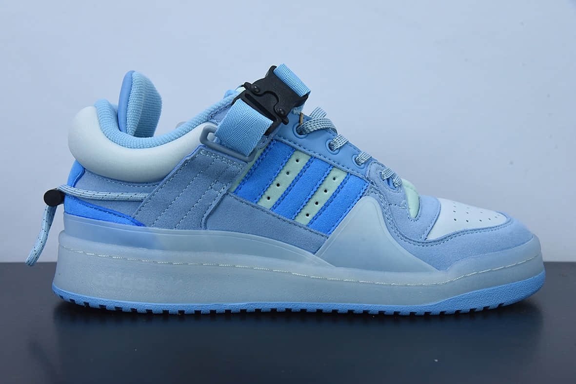 阿迪达斯Adidas Bad Bunny x AD Forum Buckle LowPink Easter Egg罗马系列机能搭扣“果冻蓝蓝兔低帮休闲板鞋纯原版本 货号:GY9693