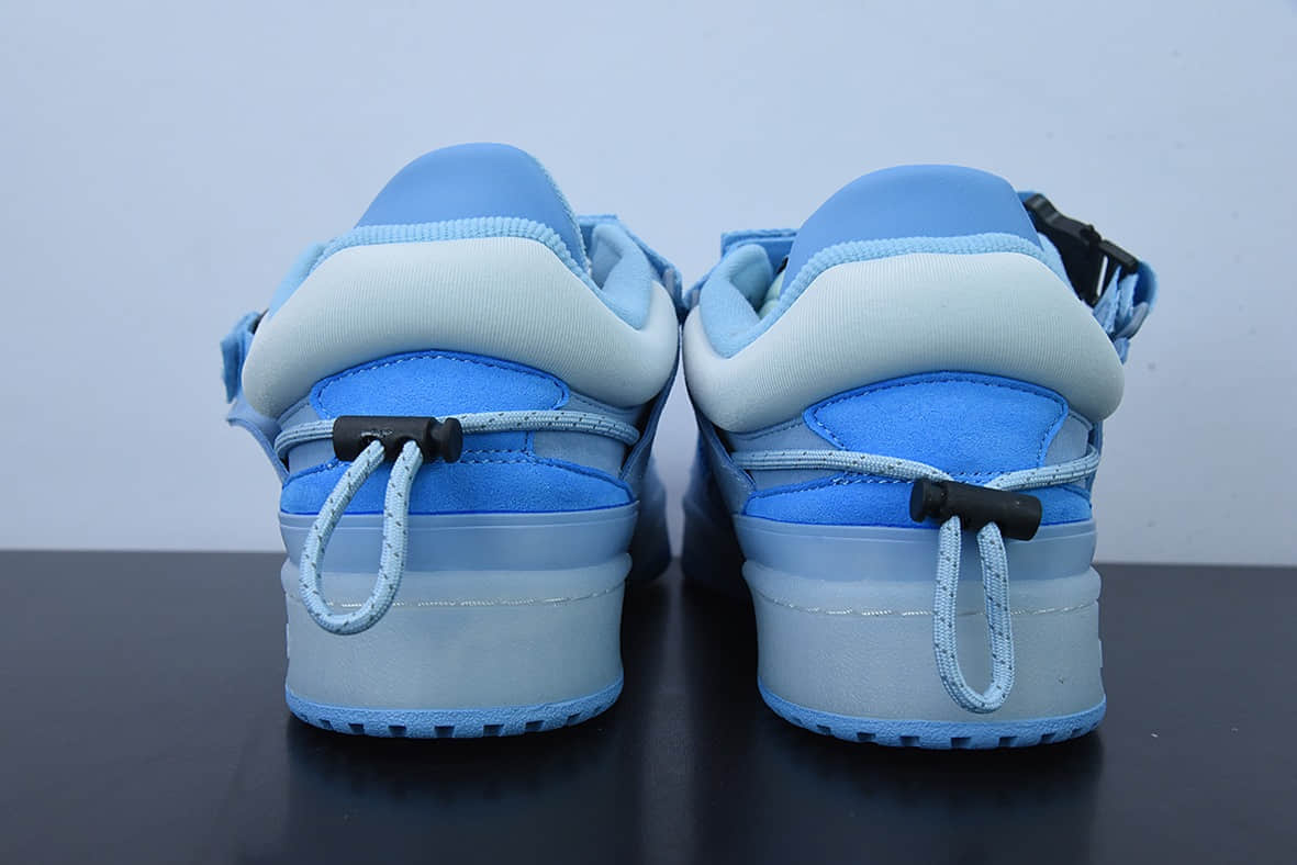 阿迪达斯Adidas Bad Bunny x AD Forum Buckle LowPink Easter Egg罗马系列机能搭扣“果冻蓝蓝兔低帮休闲板鞋纯原版本 货号:GY9693