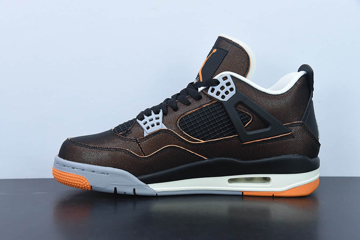乔丹 Air Jordan 4 Rerto SE“Starfish” 黑橙海星配色AJ4代中帮篮球鞋纯原版本 货号:CW7183-100