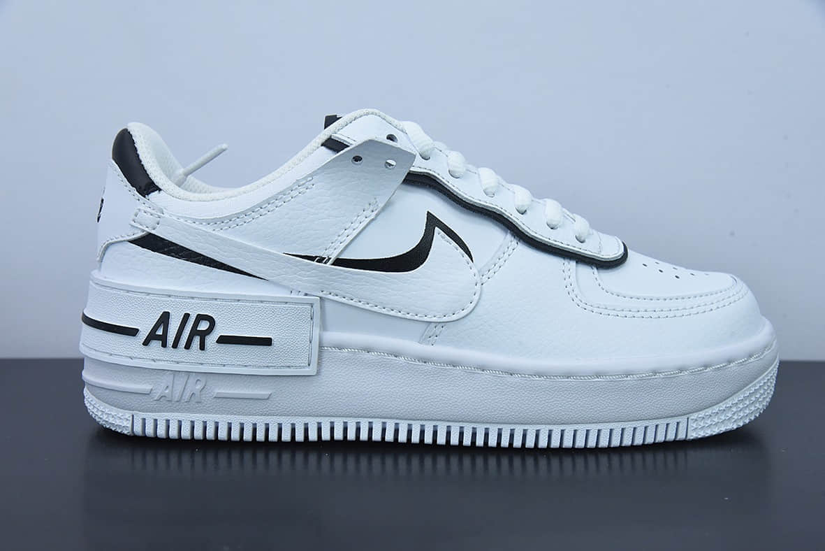 耐克Nike WMNS Air Force 1 Shadow黑白双钩全新少女系解构主义设计空军一号马卡龙低帮休闲板鞋纯原版本 货号:CI0919-001