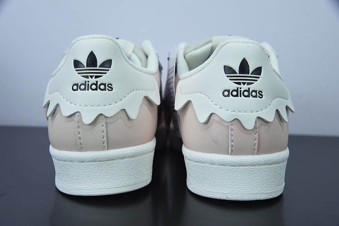 阿迪达斯Adidas Original Super Star 三叶草女22年春低帮花边粉色奶油经典贝壳头板鞋纯原版本 货号:GW4444