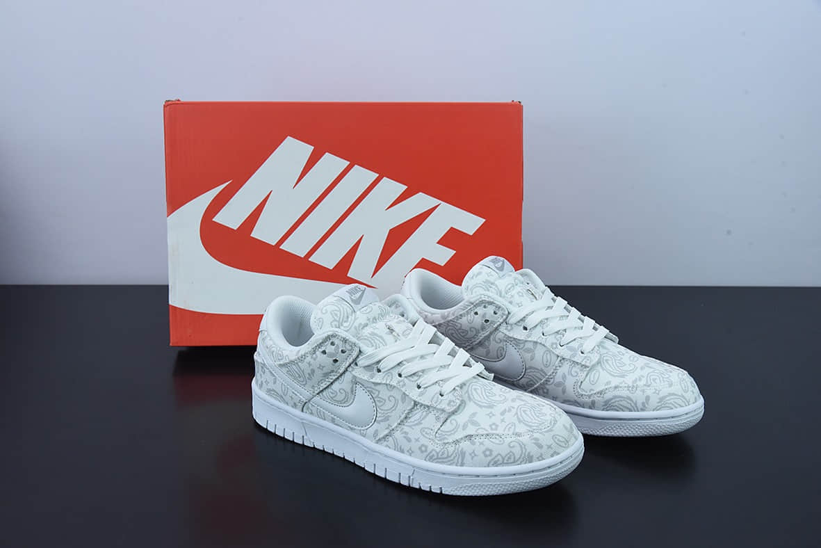 耐克Nike Dunk Low SB 「White Paisley」白色腰果花帆布款低帮滑板鞋纯原版本 货号:DJ9955-100