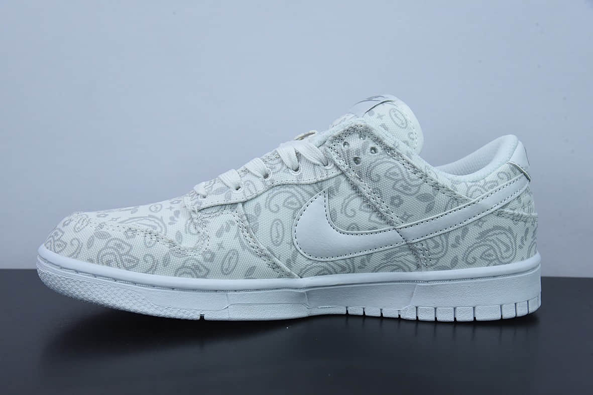 耐克Nike Dunk Low SB 「White Paisley」白色腰果花帆布款低帮滑板鞋纯原版本 货号:DJ9955-100