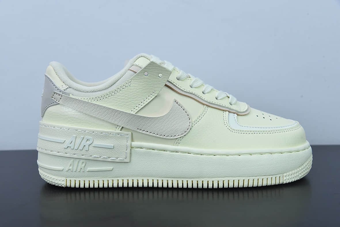 耐克Nike Air Force 1 Shadow 米黄白新配色拼接马卡龙轻量增高低帮百搭板鞋纯原版本 货号：CU8591-102