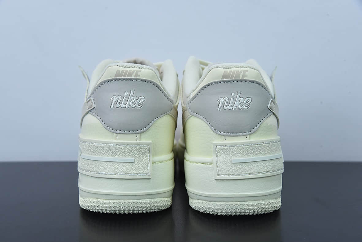 耐克Nike Air Force 1 Shadow 米黄白新配色拼接马卡龙轻量增高低帮百搭板鞋纯原版本 货号：CU8591-102