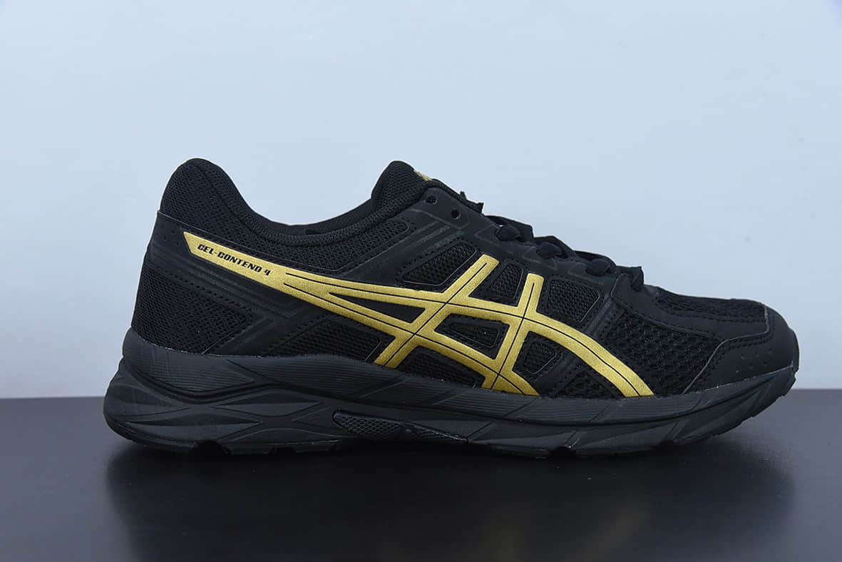亚瑟士Asics Gel-Contend 4 抗衡4代黑金配色低帮城市休闲运动跑步鞋纯原版本 货号:T8D4Q-013