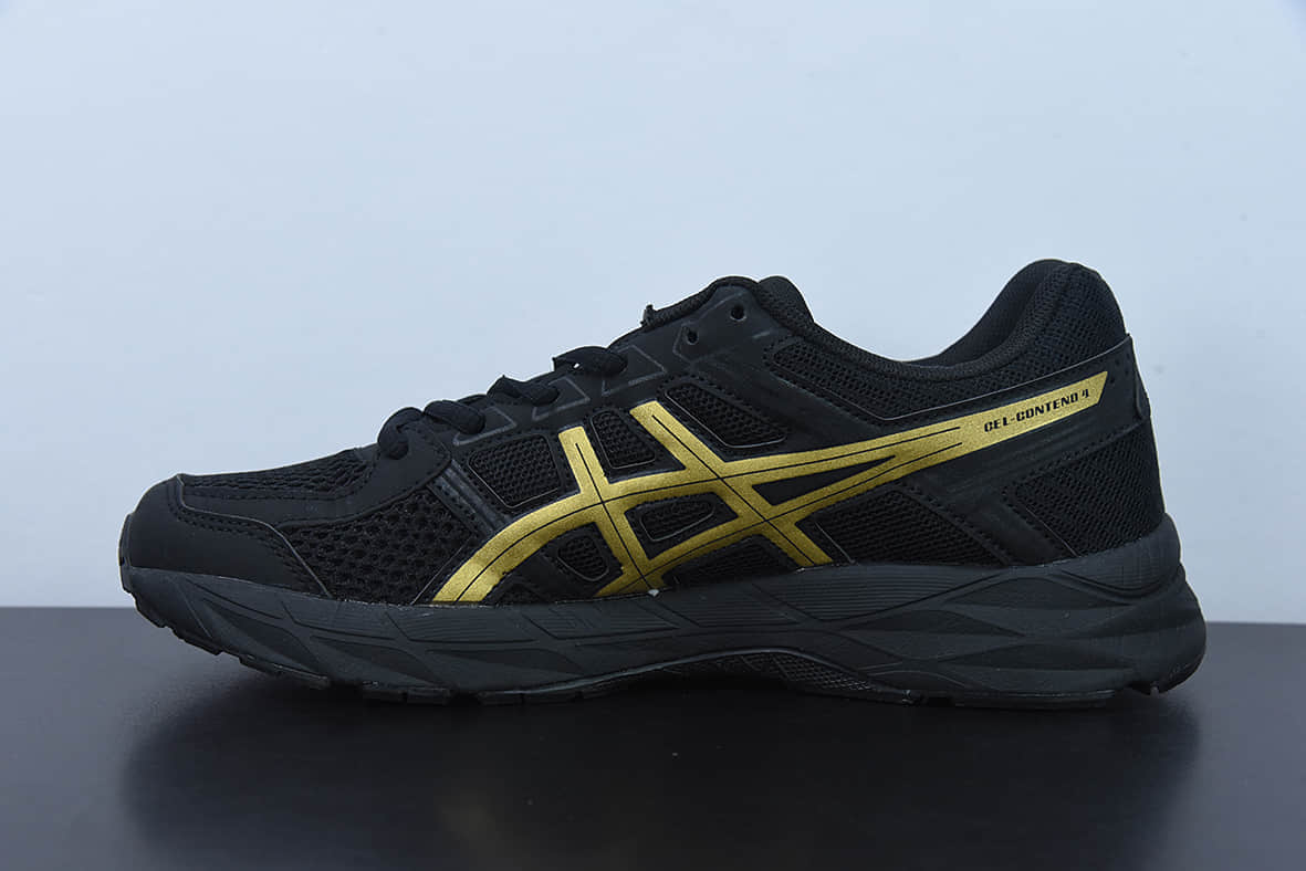 亚瑟士Asics Gel-Contend 4 抗衡4代黑金配色低帮城市休闲运动跑步鞋纯原版本 货号:T8D4Q-013