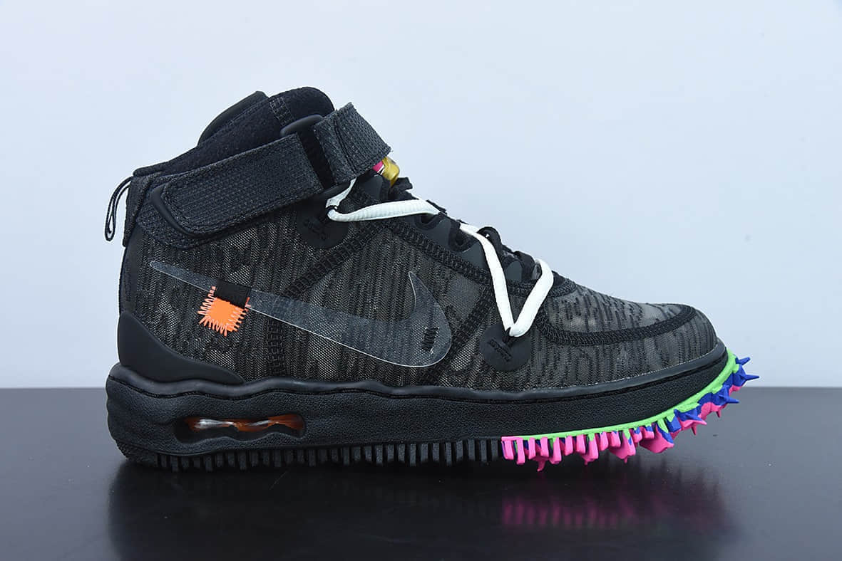 耐克Nike OFF-WHITE X AIR FORCE 1 Mid OW联名黑粉解构中帮休闲板鞋纯原版本 货号:DO6290-001
