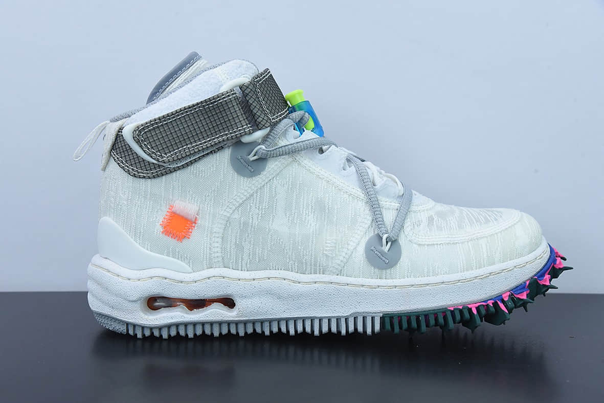 耐克Nike OFF-WHITE X AIR FORCE 1 Mid OW联名白灰解构中帮休闲板鞋纯原版本 货号:DO6290-100
