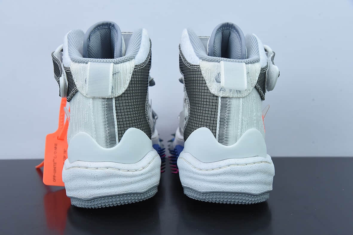 耐克Nike OFF-WHITE X AIR FORCE 1 Mid OW联名白灰解构中帮休闲板鞋纯原版本 货号:DO6290-100