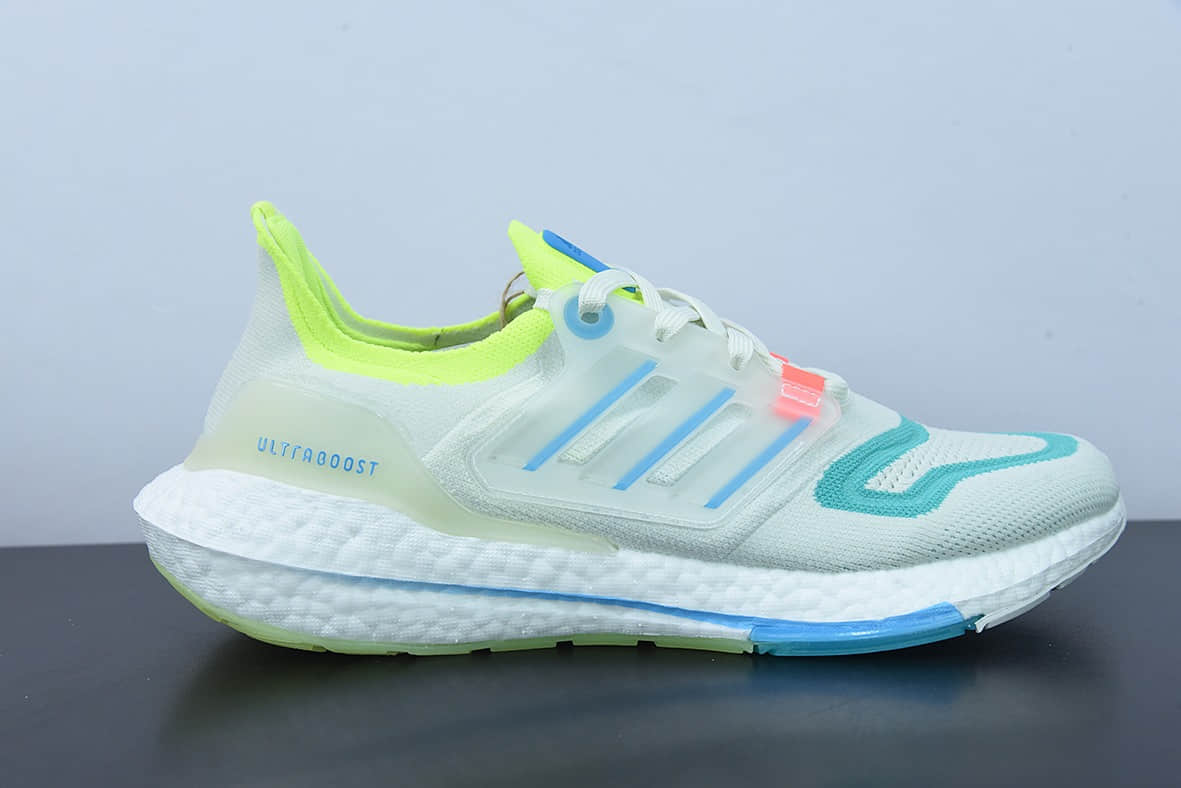阿迪达斯 Adidas Ultra Boost 22 Made With Nature 新款白蓝黄8.0厚底爆米花跑鞋纯原版本 货号:GY8674