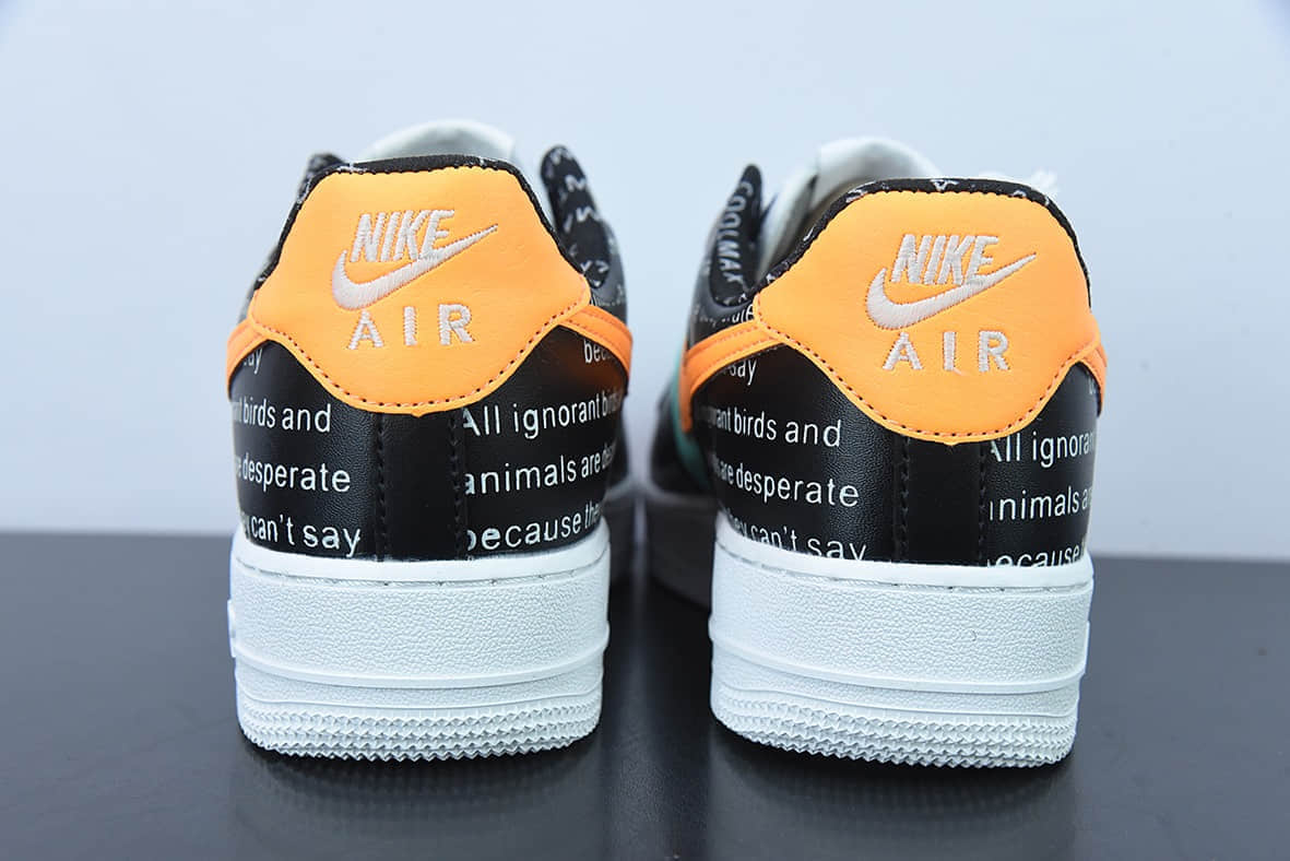 耐克Nike By You Air Force 1'07 Low Retro SP黑绿拼接黄报纸印花空军一号低帮休闲板鞋纯原版本 货号:CI0057-100