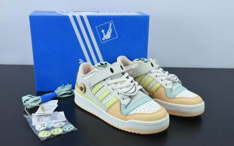 阿迪达斯Adidas originals Forum 84 low 浅黄米白笑脸装饰魔术贴低帮百搭潮流休闲运动板鞋纯原版本 货号:GW4427