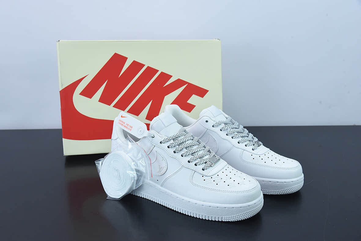 耐克Nike Air Force 1'07 Low LV联名款纯白印花空军一号3M反光低帮休闲板鞋纯原版本 货号:315122-118