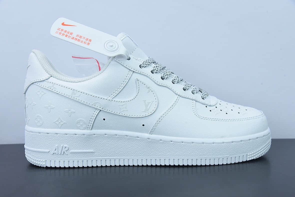 耐克Nike Air Force 1'07 Low LV联名款纯白印花空军一号3M反光低帮休闲板鞋纯原版本 货号:315122-118