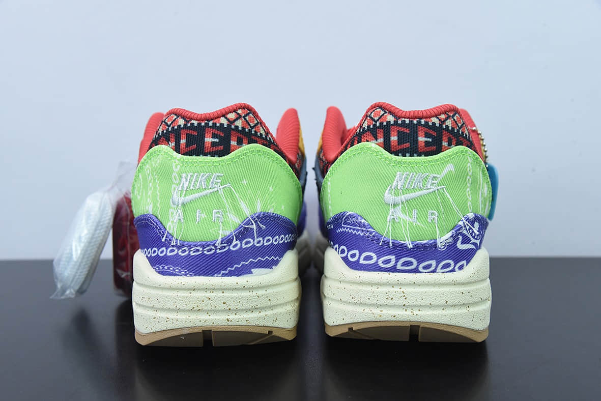 耐克Nike Concepts x Nike Air Max 1 联名款紫红蓝腰果花半掌气垫复古跑步鞋纯原版本 货号:DN1803-500