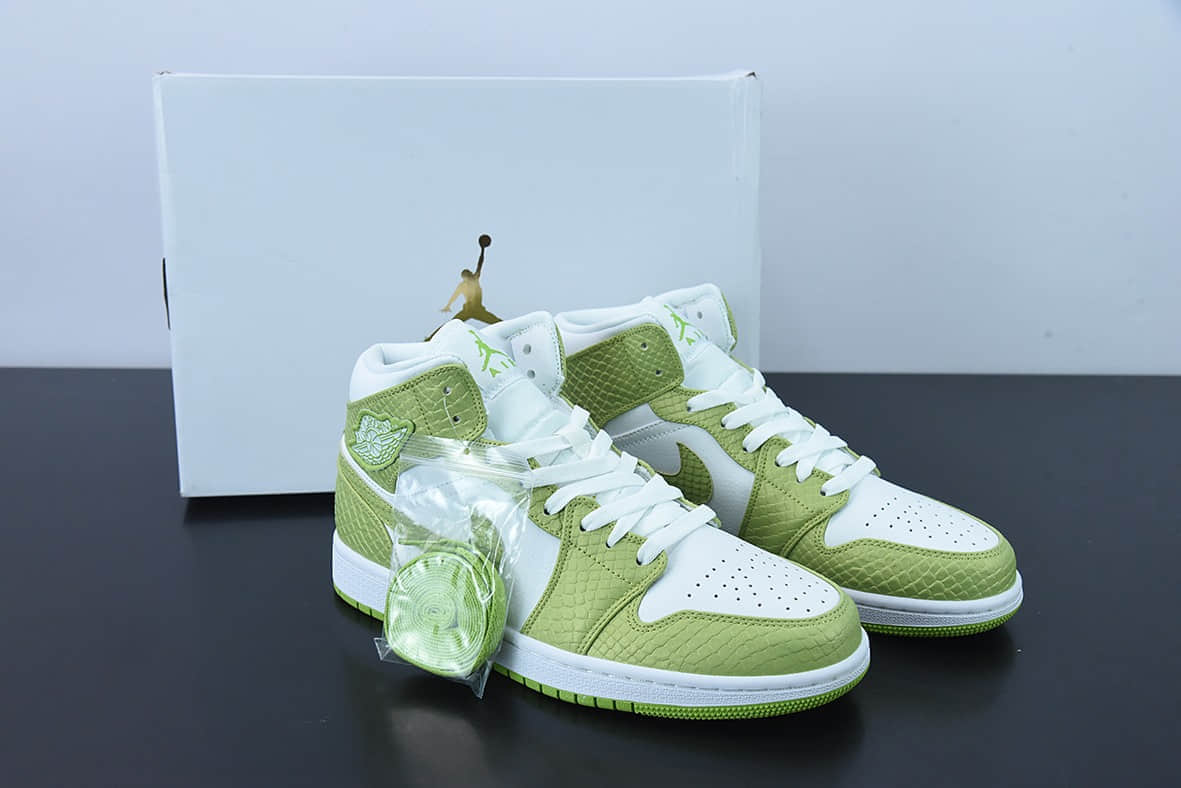 乔丹Air Jordan 1 Mid SE Green Python 绿蛇纹中帮篮球鞋纯原版本 货号:DV2959-113