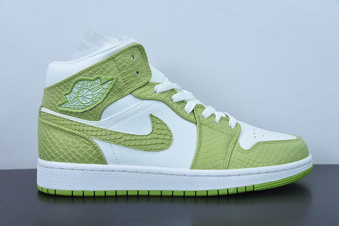 乔丹Air Jordan 1 Mid SE Green Python 绿蛇纹中帮篮球鞋纯原版本 货号:DV2959-113