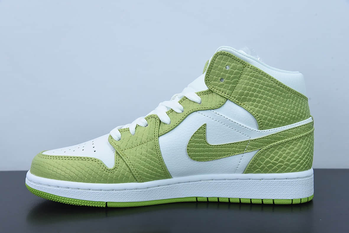 乔丹Air Jordan 1 Mid SE Green Python 绿蛇纹中帮篮球鞋纯原版本 货号:DV2959-113