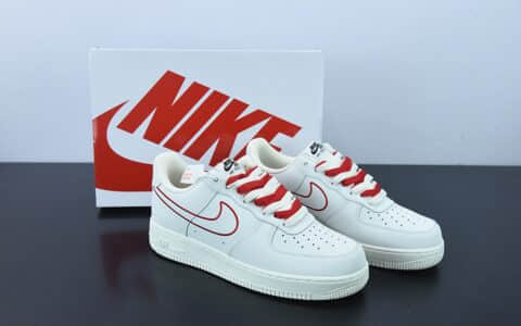 耐克Nike Air Force 1 Low 米白红电秀勾空军一号低帮休闲板鞋纯原版本 货号:CL6326-108