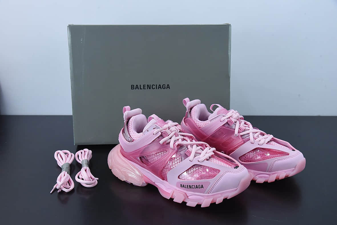巴黎世家Balenciaga 3.0 巴黎世家粉色透明3.0高帮老爹鞋纯原版本 货号:647741W3BM45000